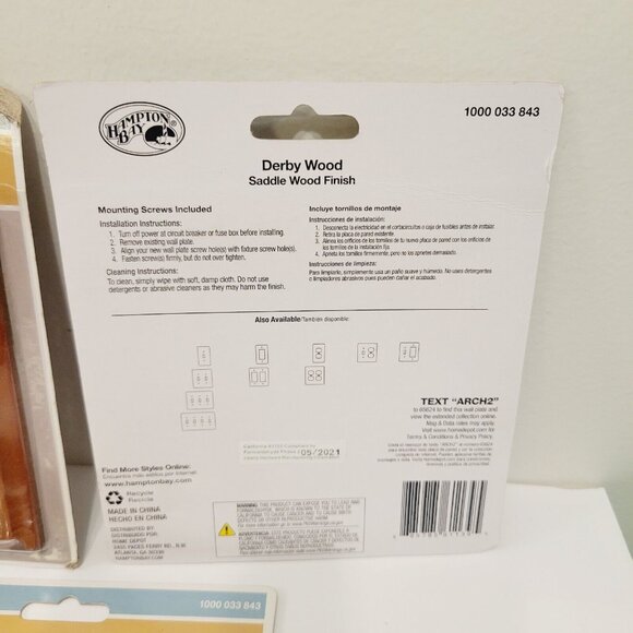 3 Derby Wood Saddle Wood Finish 2 Toggle Light Switch Cover Plate Hampton Bay - Picture 3 of 3